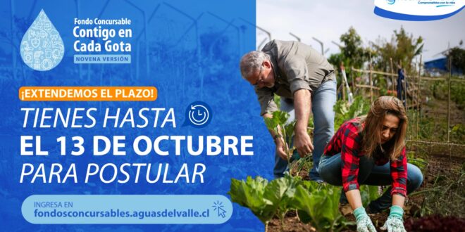 Aguas del Valle amplía plazo de postulación para Fondos Concursables “Contigo en Cada Gota”